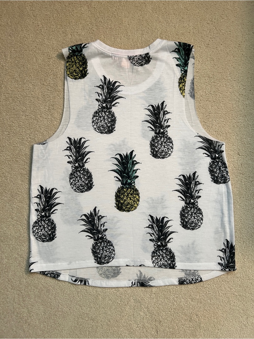 Pineapple Print Sleeveless Tank Top, Size Small